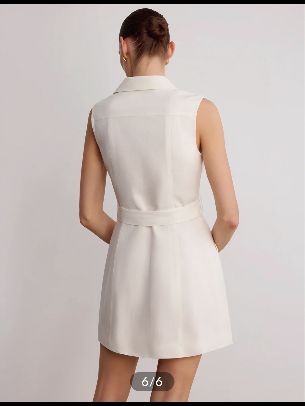 Blazer Collar Sleeveless Belted Linen Mini Dress - Picture 5 of 5